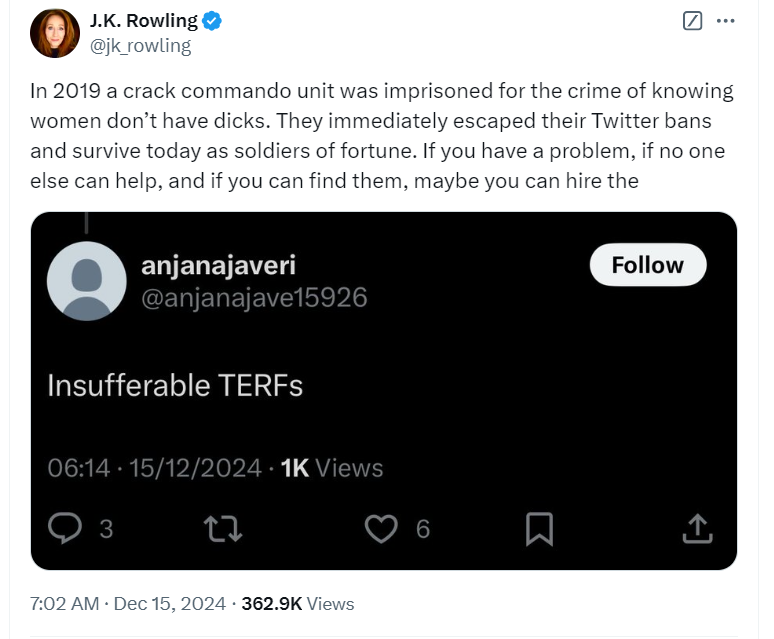 Rowling’s Funniest Post of the Month?