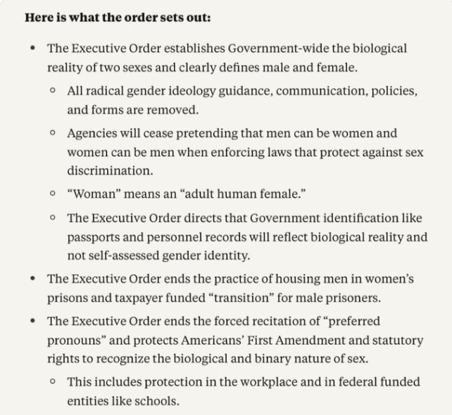 Rowling Tweets about Trump Executive Order Contra Gender Theory Ideology