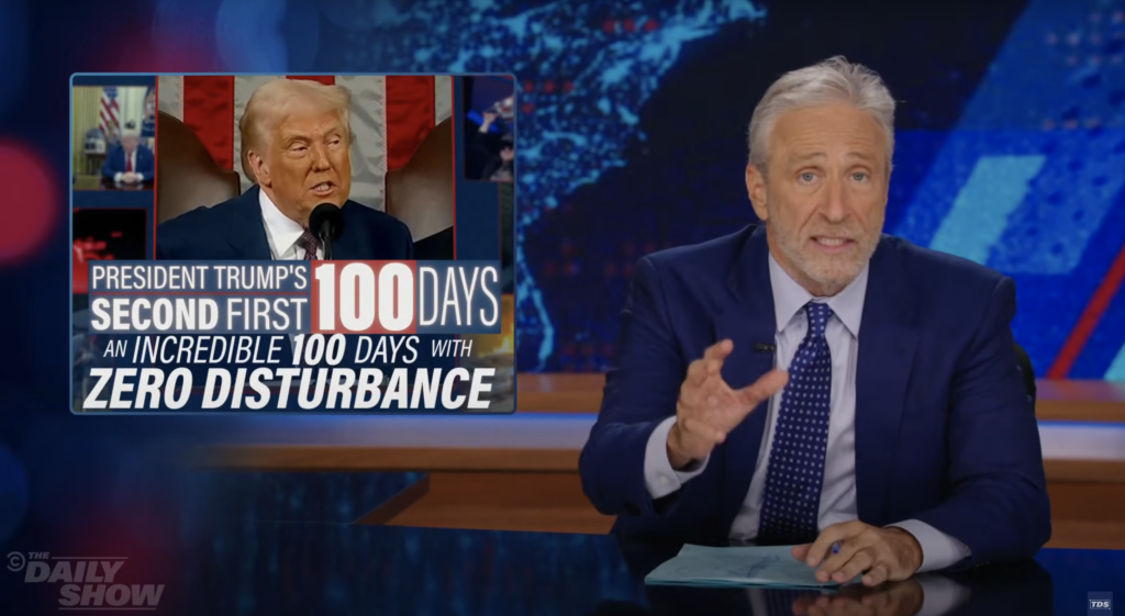 Jon Stewart gives a brutal assessment of Trumps first 100 days on The Daily Show