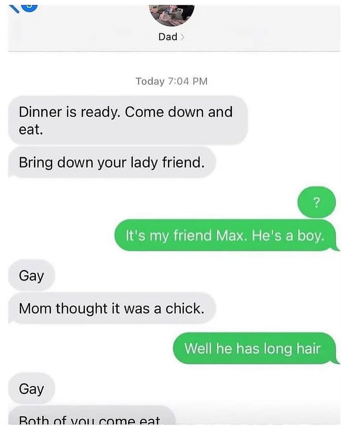 When hair length determines gender at dinner time