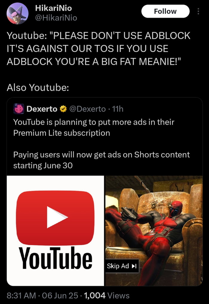 YouTube's logic is something else entirely.