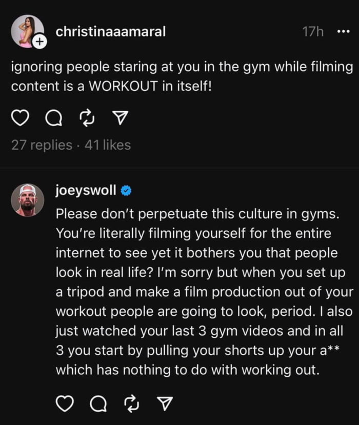 Filming workouts draws criticism